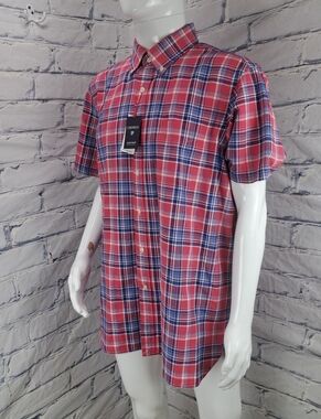 NWT Daniel Cremieux Men's Button Down Shirt Blue Pink Check American Supima XL